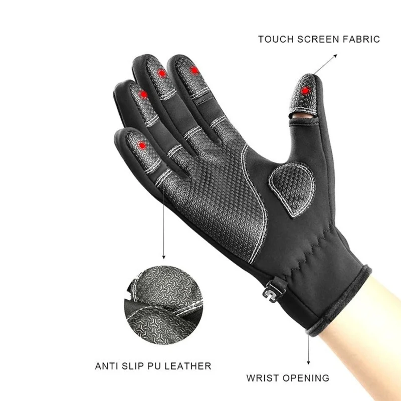 Touchscreen Winterhandschuhe, umklappbare Fingerkuppen, warm, wasserabweisend & winddicht, reflektierend, rutschfest