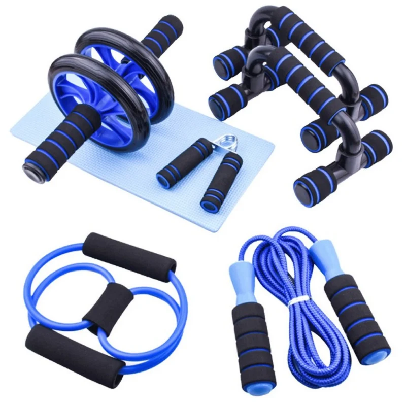 Bauchroller, Liegestützgriffe, Springseil, Widerstandsband & mehr, 7-teiliges Fitness-Set für Zuhause