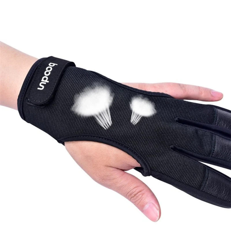 3-Finger-Handschuh Bogenschießen – Rindsleder Fingerschutz für Recurve & Compoundbogen – Größe S/M Schwarz