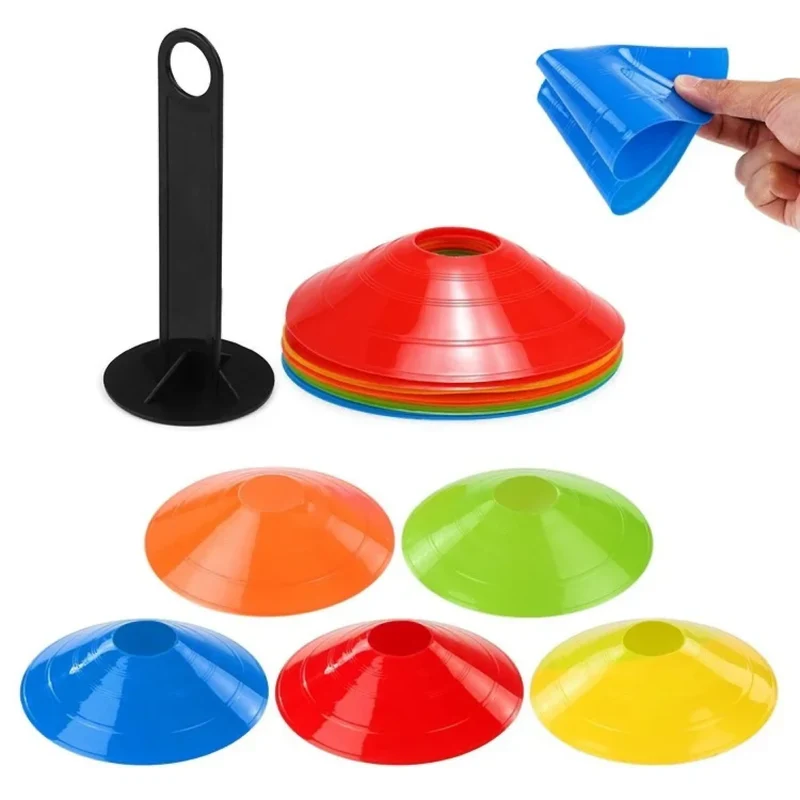 Agility Kegel Set 15-teilig – Trainingshütchen in 5 Farben mit Halter – Markierungshütchen für Fußball, Fitness & Parcours