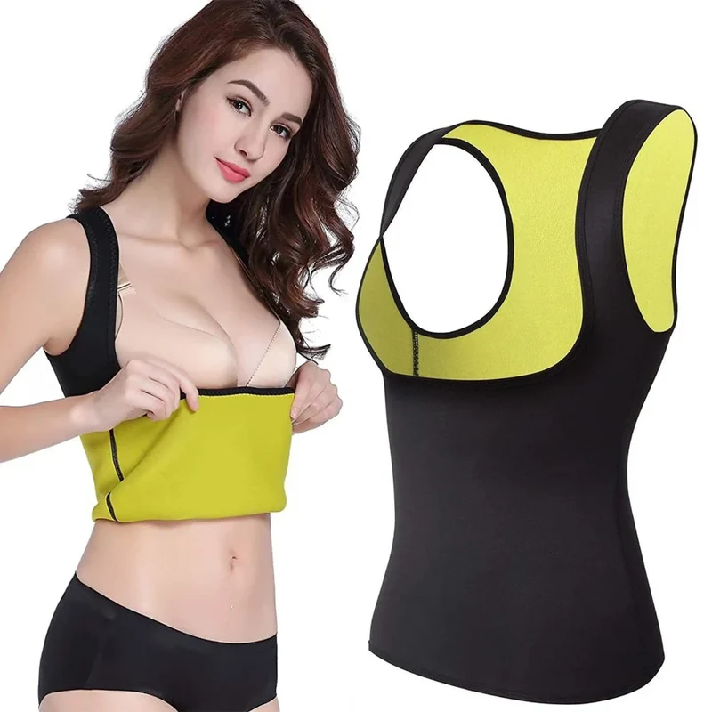 Damen Neopren Fitnessshirt – Figurformendes Sport Top für Fettverbrennung, Bodyshaping & Training – Atmungsaktiv & Schnelltrocknend, Größe M & L, Schwarz
