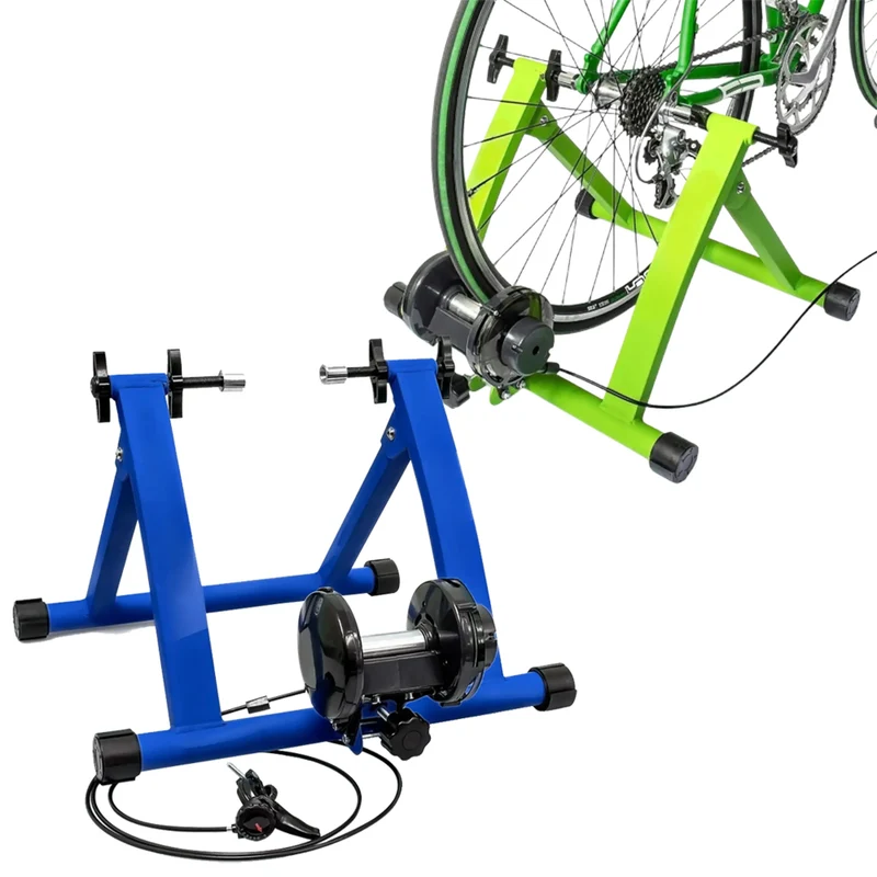 Indoor Fahrradtrainer – 6 Gänge, faltbar & robust mit Vorderradstütze & Stahlgestell, Fahrrad Rollentrainer