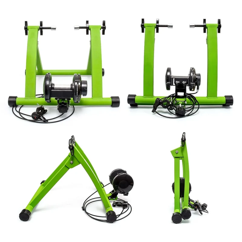 Indoor Fahrradtrainer – 6 Gänge, faltbar & robust mit Vorderradstütze & Stahlgestell, Fahrrad Rollentrainer