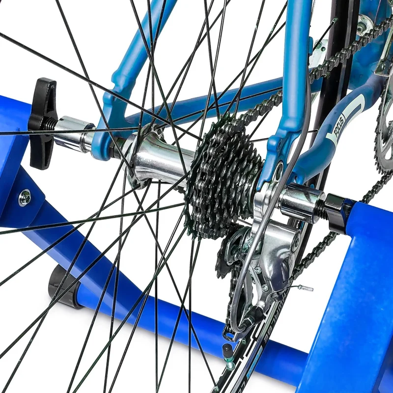Indoor Fahrradtrainer – 6 Gänge, faltbar & robust mit Vorderradstütze & Stahlgestell, Fahrrad Rollentrainer