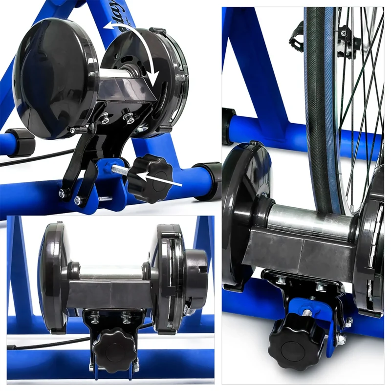 Indoor Fahrradtrainer – 6 Gänge, faltbar & robust mit Vorderradstütze & Stahlgestell, Fahrrad Rollentrainer