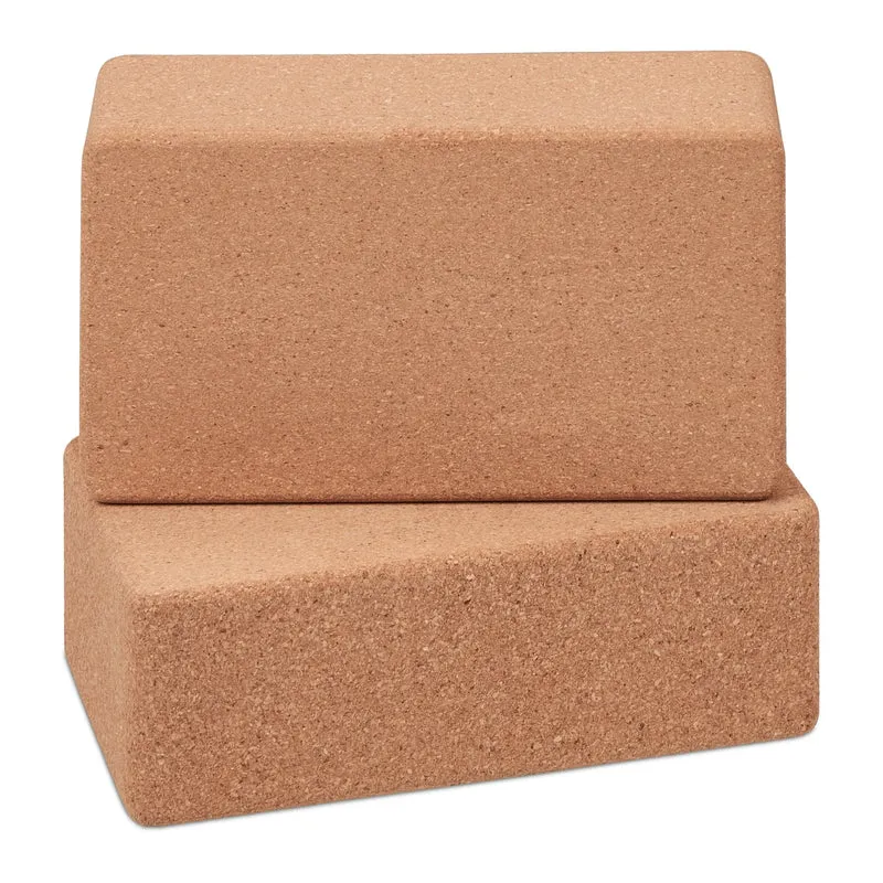 Yogablock aus Kork 2er Set – stabile Yoga Klötze für Balance, Dehnung und Asanas, 22,5 x 12 x 7 cm, Natur