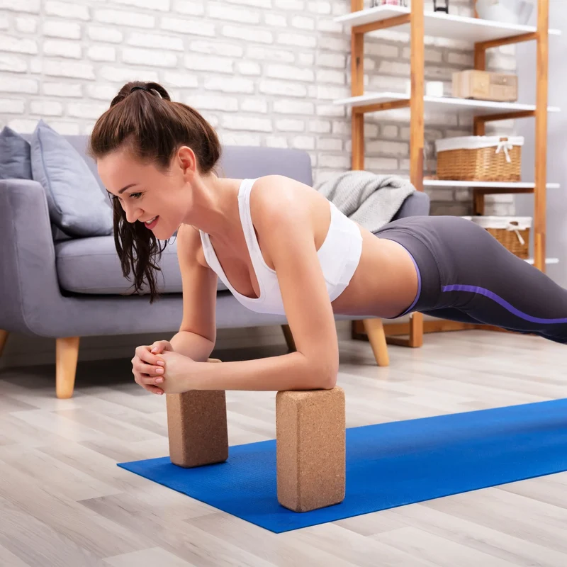 Yogablock aus Kork 2er Set – stabile Yoga Klötze für Balance, Dehnung und Asanas, 22,5 x 12 x 7 cm, Natur