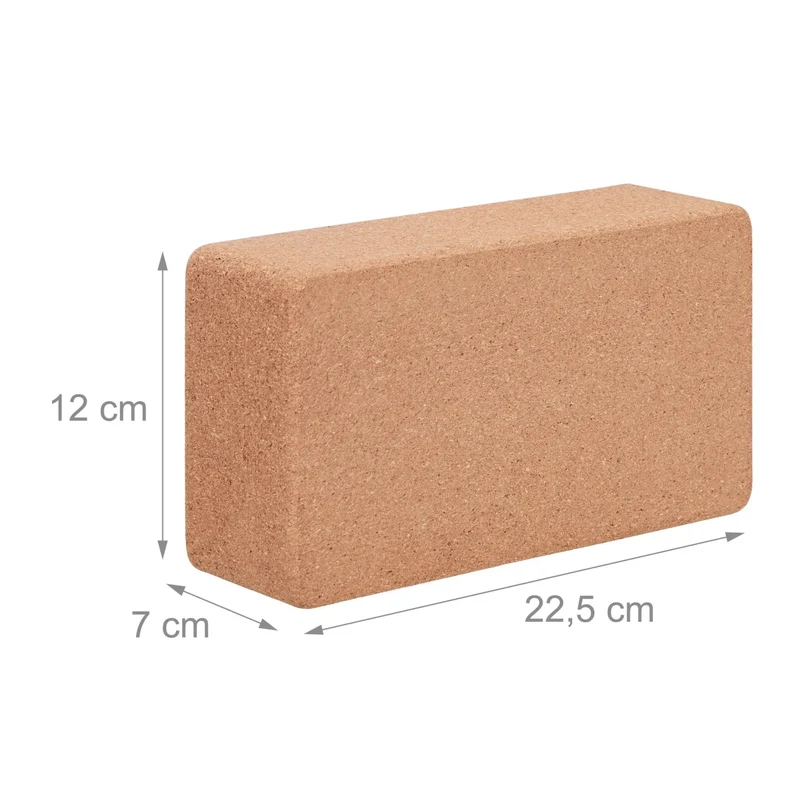 Yogablock aus Kork 2er Set – stabile Yoga Klötze für Balance, Dehnung und Asanas, 22,5 x 12 x 7 cm, Natur