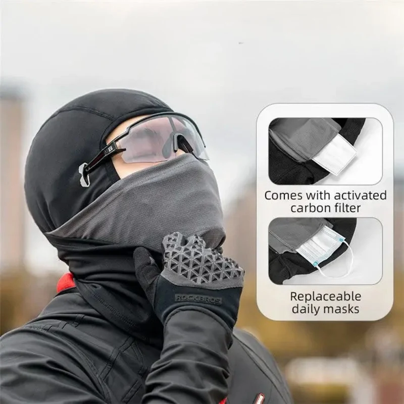 Sturmhaube Balaclava Winddicht mit Filter – Kurze Skimaske Fleece Maske für Motorrad, Fahrrad und Outdoor