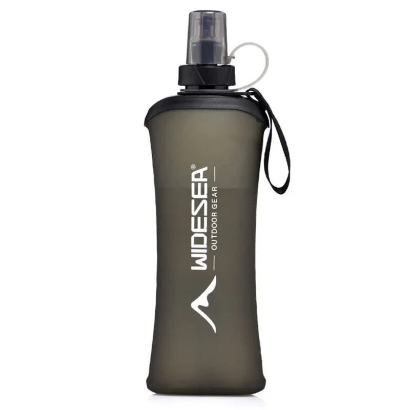 Faltbare Trinkflasche 500 ml, BPA-frei – Ultraleichte Soft Water Bottle aus TPU mit Silikon-Mundstück – Outdoor Wasserflasche für Wandern, Laufen, Radfahren, Festival