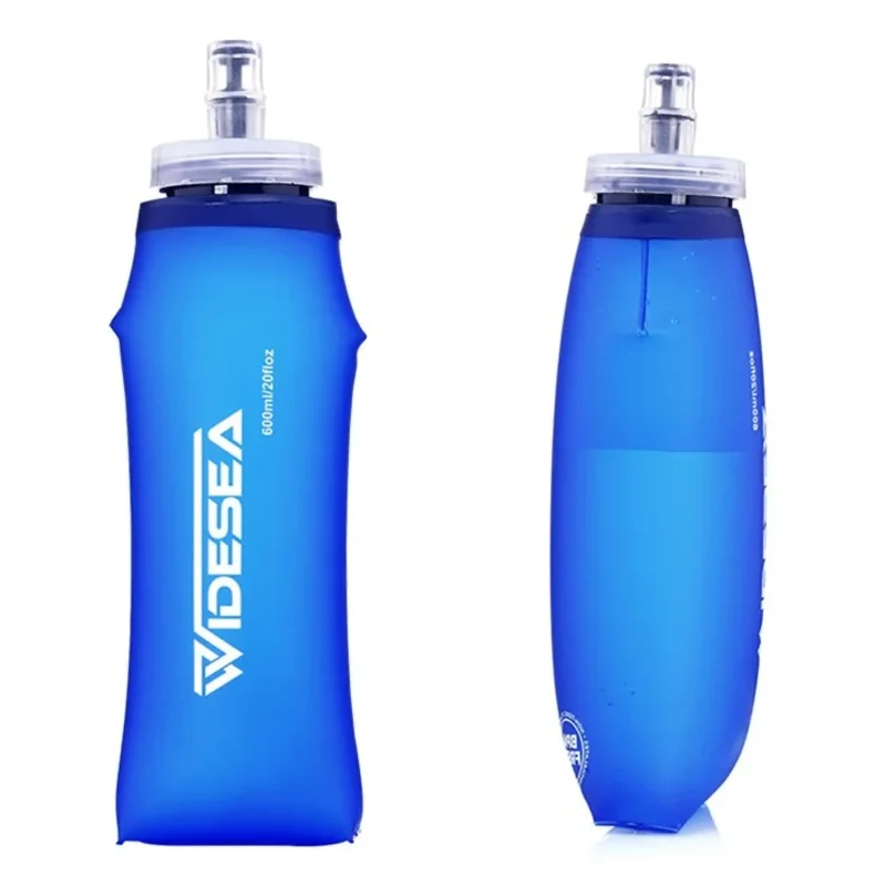 Faltbare Trinkflasche 600 ml, BPA-frei – Ultraleichte Soft Water Bottle aus TPU mit Silikon-Mundstück – Outdoor Wasserflasche für Wandern, Laufen, Radfahren, Festival