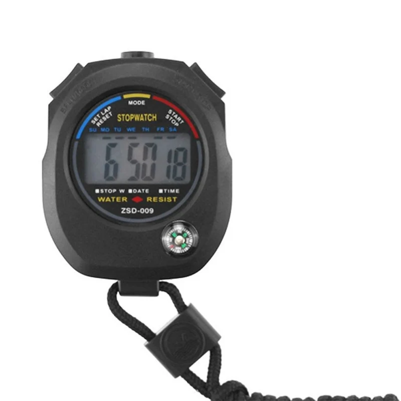 Digitale Sport Stoppuhr wasserdicht, Profi-Timer für Schwimmen, Laufen, Fußball mit Uhrzeit, Datum & Wecker
