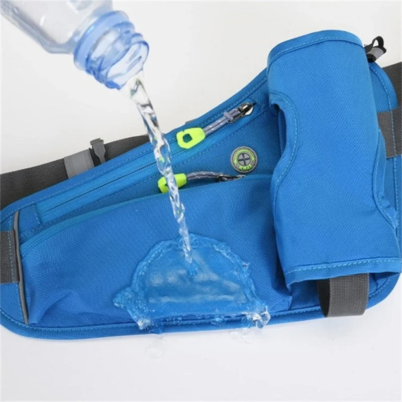 Bauchtasche mit Wasserflaschenhalter – Wasserabweisende Outdoor Hüfttasche für Laufen, Radfahren, Camping, Verstellbarer Sport-Taillenbeutel aus Nylon
