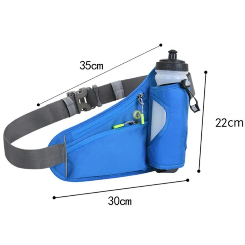 Bauchtasche mit Wasserflaschenhalter – Wasserabweisende Outdoor Hüfttasche für Laufen, Radfahren, Camping, Verstellbarer Sport-Taillenbeutel aus Nylon