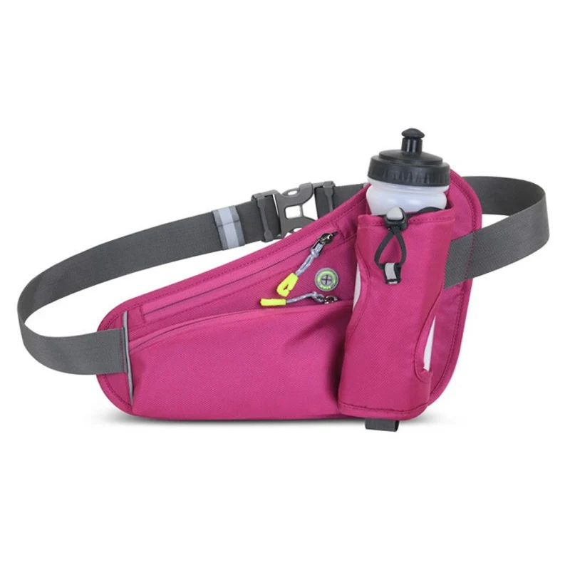 Bauchtasche mit Wasserflaschenhalter – Wasserabweisende Outdoor Hüfttasche für Laufen, Radfahren, Camping, Verstellbarer Sport-Taillenbeutel aus Nylon
