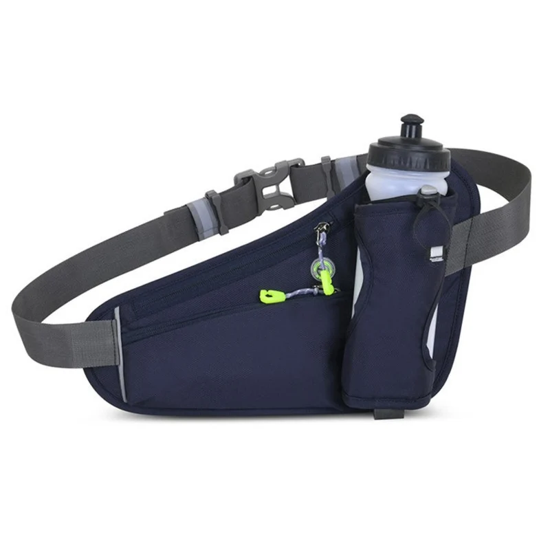 Bauchtasche mit Wasserflaschenhalter – Wasserabweisende Outdoor Hüfttasche für Laufen, Radfahren, Camping, Verstellbarer Sport-Taillenbeutel aus Nylon