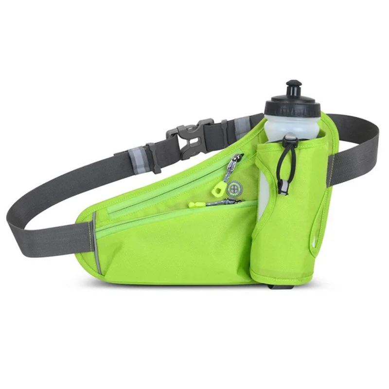 Bauchtasche mit Wasserflaschenhalter – Wasserabweisende Outdoor Hüfttasche für Laufen, Radfahren, Camping, Verstellbarer Sport-Taillenbeutel aus Nylon