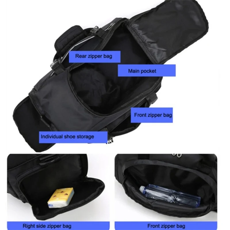 Sporttasche Fitness & Alltag 2 in 1 Rucksack Herren Damen, wasserfeste Reisetasche mit Schuhfach & Nassfach, robuste Trainingstasche groß für Gym, Yoga, Reise, Arbeit