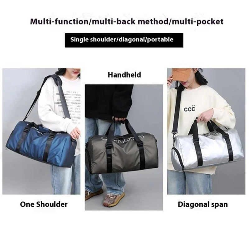Premium Sporttasche, wasserdichte Handtasche mit Nass-Trocken-Trennung, separatem Schuhfach und Schultergurt, große Reisetasche aus PU-Leder, 20–35L