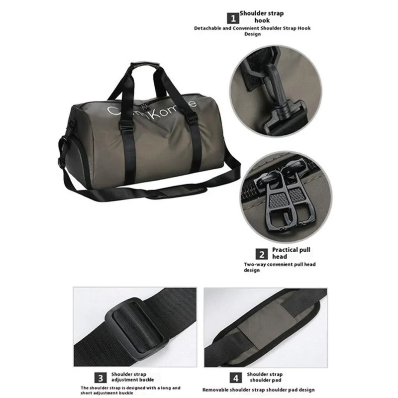 Premium Sporttasche, wasserdichte Handtasche mit Nass-Trocken-Trennung, separatem Schuhfach und Schultergurt, große Reisetasche aus PU-Leder, 20–35L