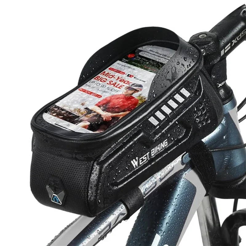 Fahrrad Rahmentasche Oberrohrtasche wasserdicht mit Touchscreen, Handyhalter bis 7 Zoll, Mountainbike Rahmentasche 1,8L