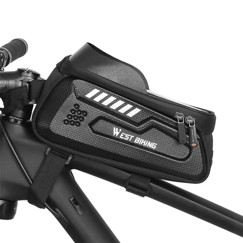 Fahrrad Rahmentasche Oberrohrtasche wasserdicht mit Touchscreen, Handyhalter bis 7 Zoll, Mountainbike Rahmentasche 1,8L
