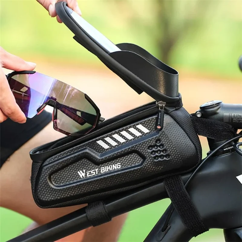 Fahrrad Rahmentasche Oberrohrtasche wasserdicht mit Touchscreen, Handyhalter bis 7 Zoll, Mountainbike Rahmentasche 1,8L