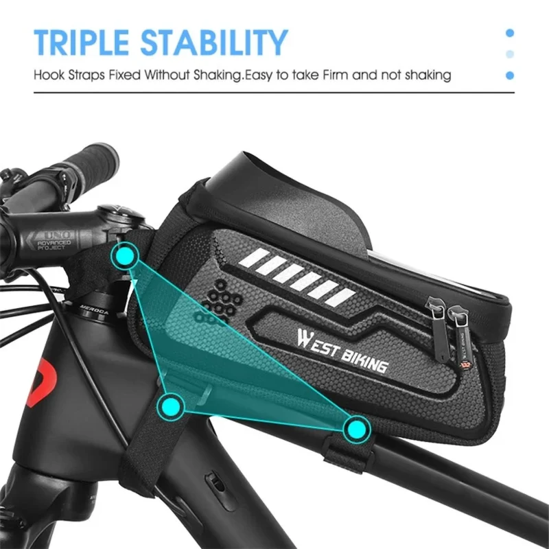 Fahrrad Rahmentasche Oberrohrtasche wasserdicht mit Touchscreen, Handyhalter bis 7 Zoll, Mountainbike Rahmentasche 1,8L