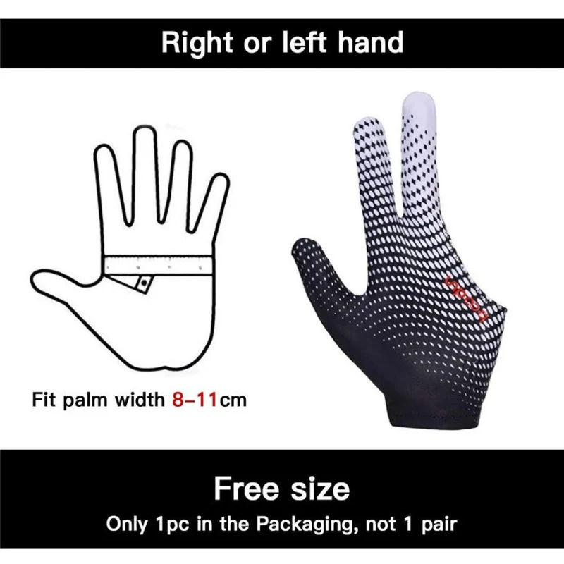 3-Finger Billardhandschuh für Rechts- & Linkshänder, Atmungsaktiv, Rutschfest & Elastisch, Pool Cue Handschuh aus Spandex & Silikon