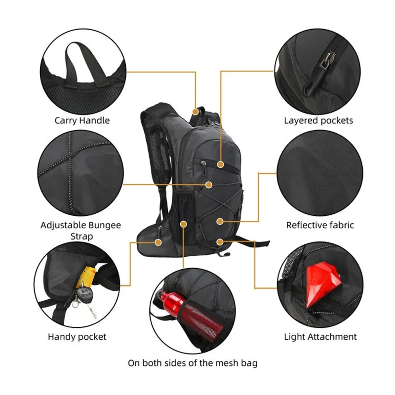 Leichter Outdoor-Rucksack 8L, Wasserdicht, Reflektierend & Trinksystem-kompatibel, Perfekt für Radfahren, Wandern, Sport & Alltag