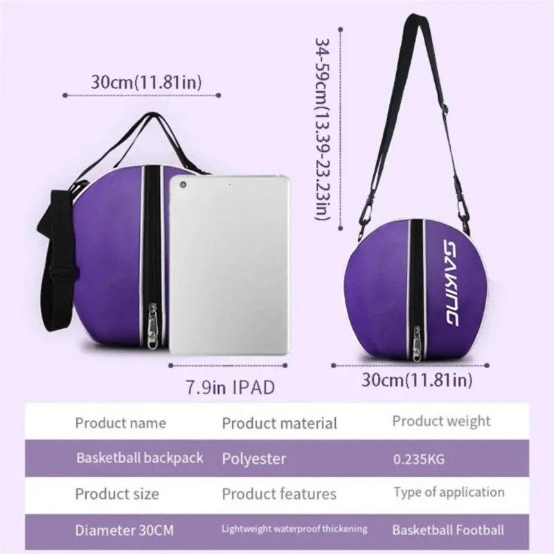 Premium Basketballtasche & Fußball-Rucksack, 30 cm Sport-Trainingsrucksack Balltasche mit verstellbarem Schultergurt für Jugendliche & Erwachsene