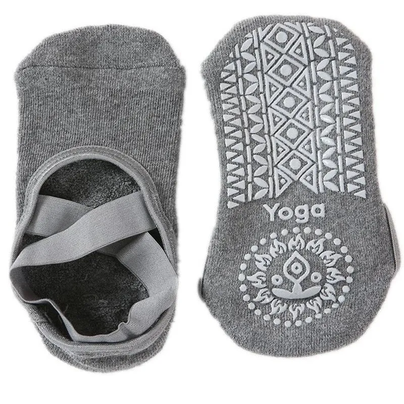 Rutschfeste Yoga-Socken Damen – Criss Cross Pilates Socken mit Anti-Rutsch-Noppen für Ballett, Tanz, Fitness & Trampolin, Atmungsaktive Baumwollsocken Größe 35–39
