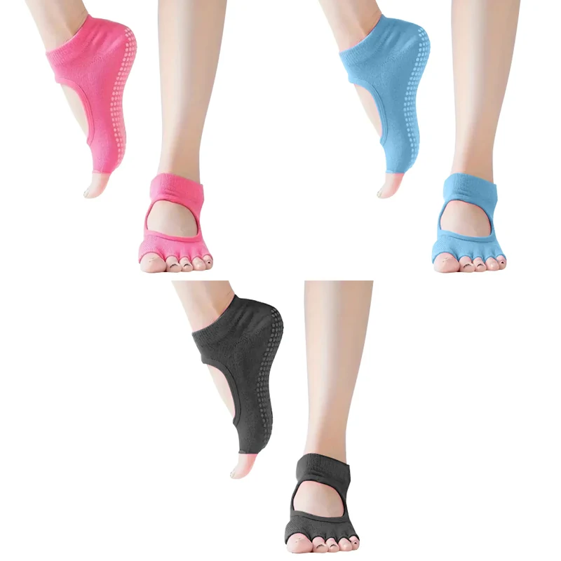 Rutschfeste Yoga Socken Damen Einheitsgröße ohne Zehen – Pilates & Ballett Socken mit Silikonsohle, Atmungsaktive Baumwolle Workout Socken für mehr Halt & Gleichgewicht