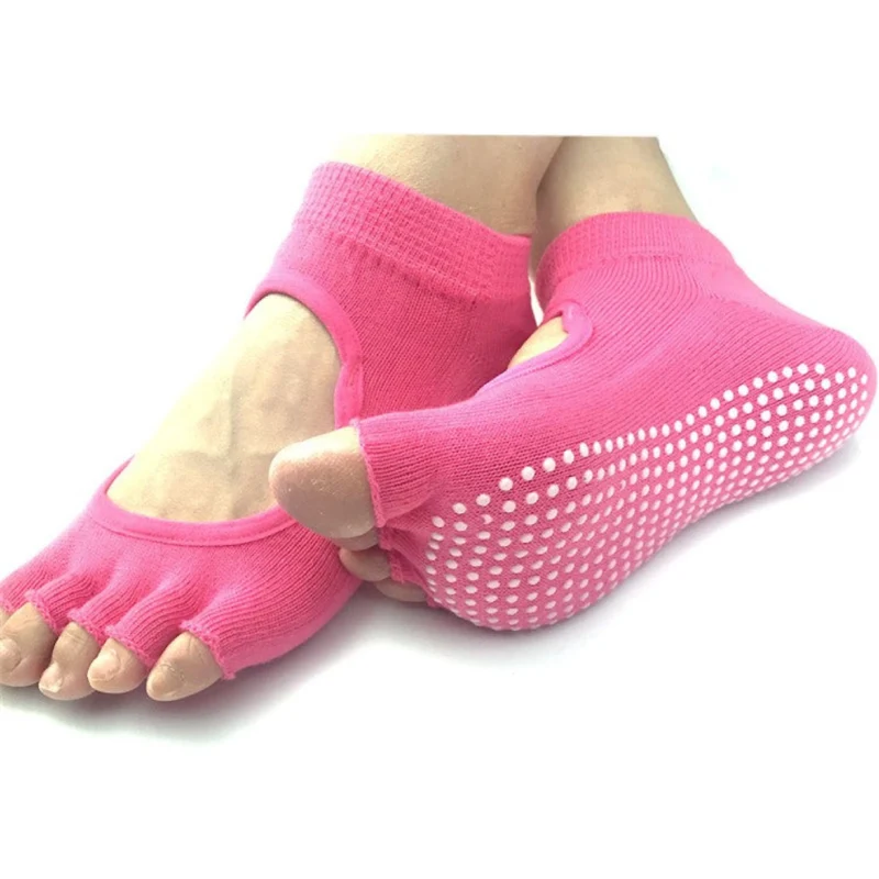 Rutschfeste Yoga Socken Damen Einheitsgröße ohne Zehen – Pilates & Ballett Socken mit Silikonsohle, Atmungsaktive Baumwolle Workout Socken für mehr Halt & Gleichgewicht