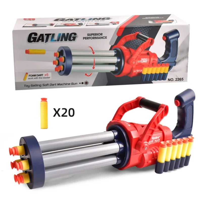 Dart Blaster für Kinder Spielzeug-Gewehr inkl. 20 Darts mit 6-Schuss Drehtrommel – EVA Schaumstoff Soft Bullet Gun für drinnen & draußen – sicheres Actionspielzeug