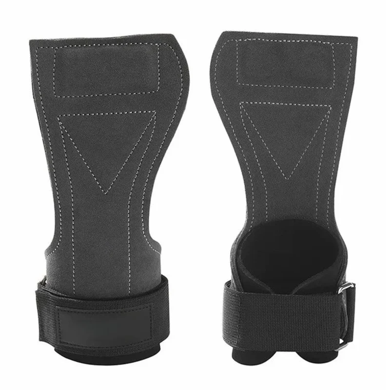 Premium Griffhilfen mit Handgelenkstütze aus Leder – Rutschfeste Zughilfen für Kreuzheben, Klimmzüge & Krafttraining, Profi Fitness-Zughaken für sicheren Griff und maximalen Halt
