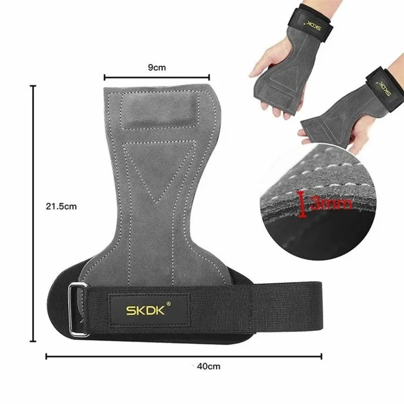 Premium Griffhilfen mit Handgelenkstütze aus Leder – Rutschfeste Zughilfen für Kreuzheben, Klimmzüge & Krafttraining, Profi Fitness-Zughaken für sicheren Griff und maximalen Halt