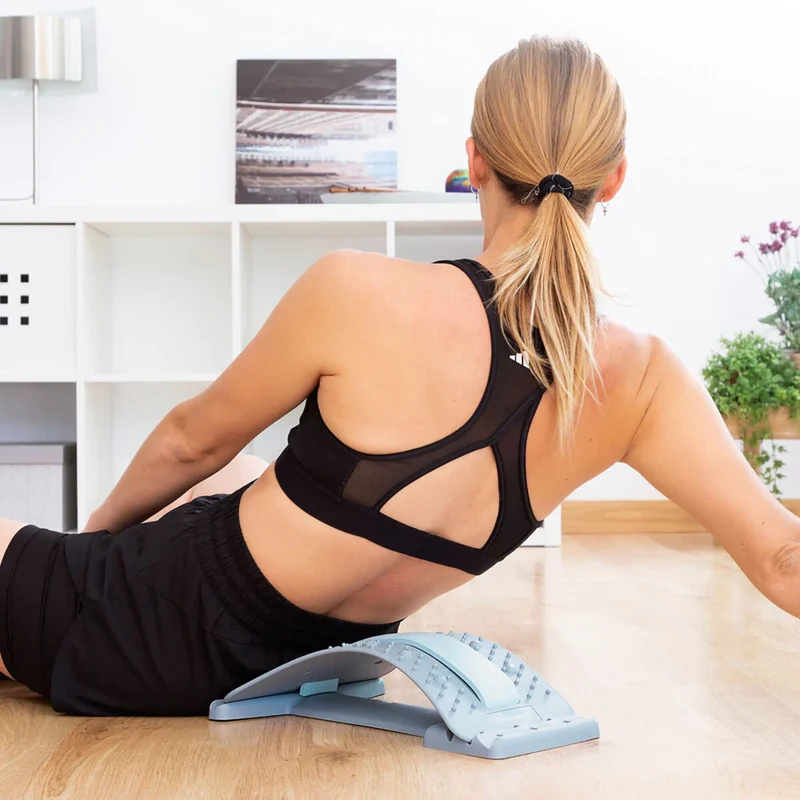 Rückentrainer, Rückenstrecker mit Massagefunktion, 3 Intensitätseinstellung, Akupressur-Massage, mit Schaumstoffpolsterung
