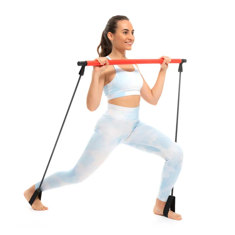 Trainingsstange mit Widerstandsbändern, für Ganzkörpertraining, Pilates, Yoga, mobil und multifunktional