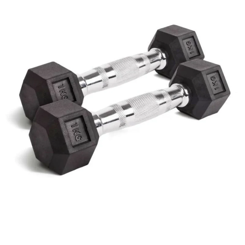 Gummierte Kurzhanteln - Hantelset, 1 - 20 kg, ergonomische Griffform, gerändelt, geräuscharm beim Absetzen