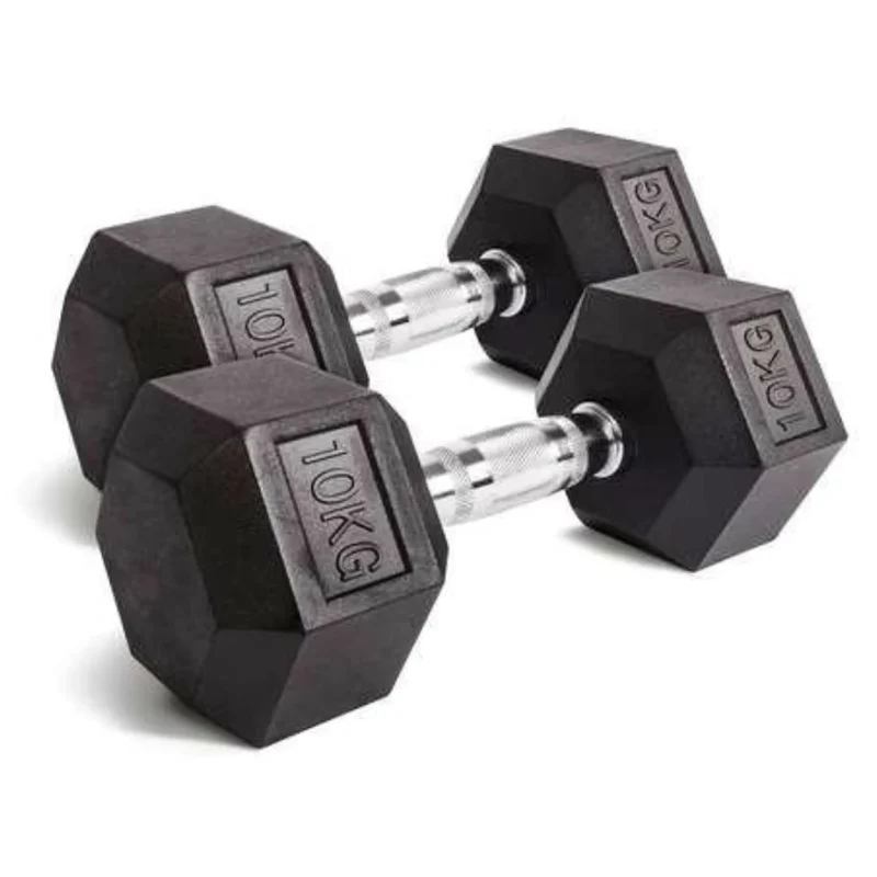 Gummierte Kurzhanteln - Hantelset, 1 - 20 kg, ergonomische Griffform, gerändelt, geräuscharm beim Absetzen
