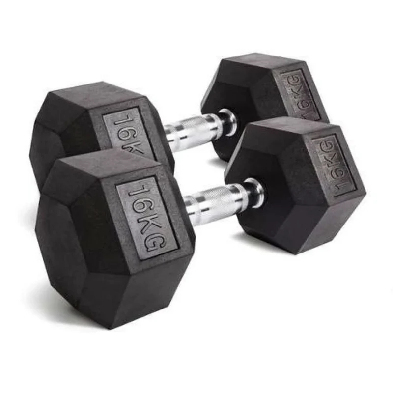 Gummierte Kurzhanteln - Hantelset, 1 - 20 kg, ergonomische Griffform, gerändelt, geräuscharm beim Absetzen