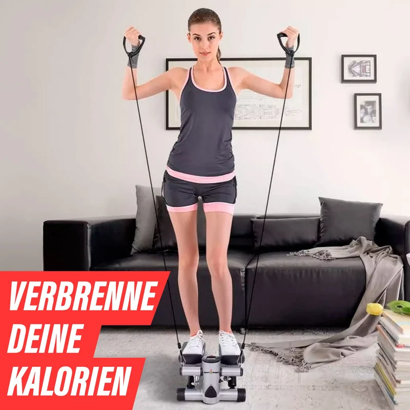 Aerobic Stepper, mit Smart-LCD-Display, extra starke Resistancebänder, Anti-Rutsch-Pedale