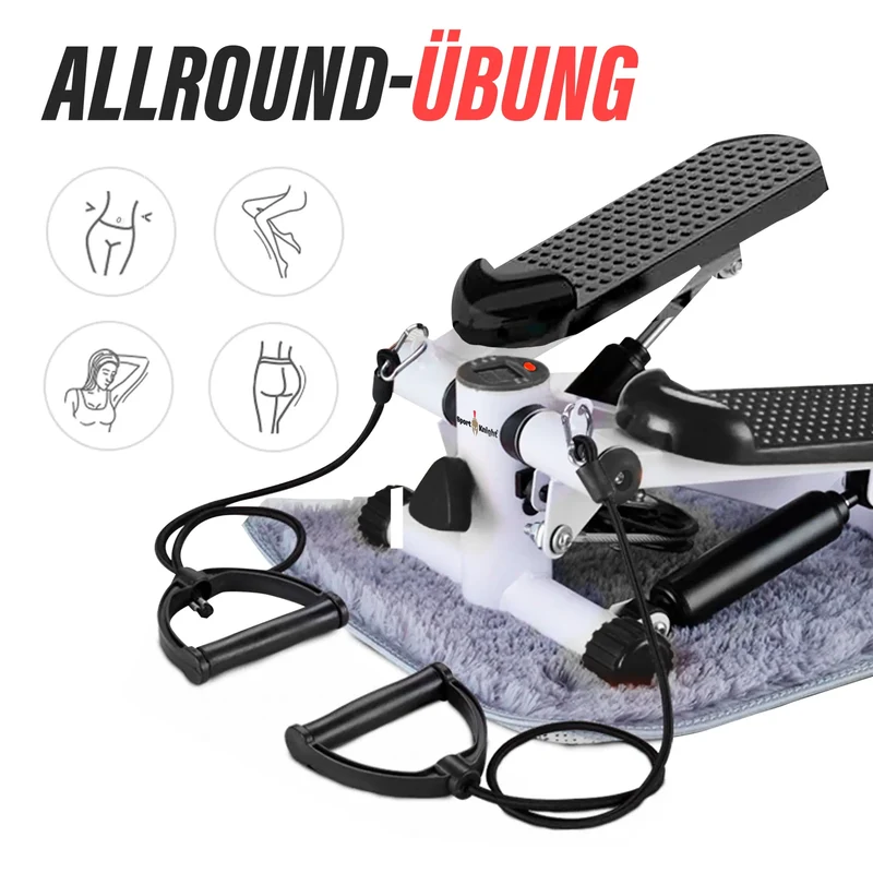Aerobic Stepper, mit Smart-LCD-Display, extra starke Resistancebänder, Anti-Rutsch-Pedale