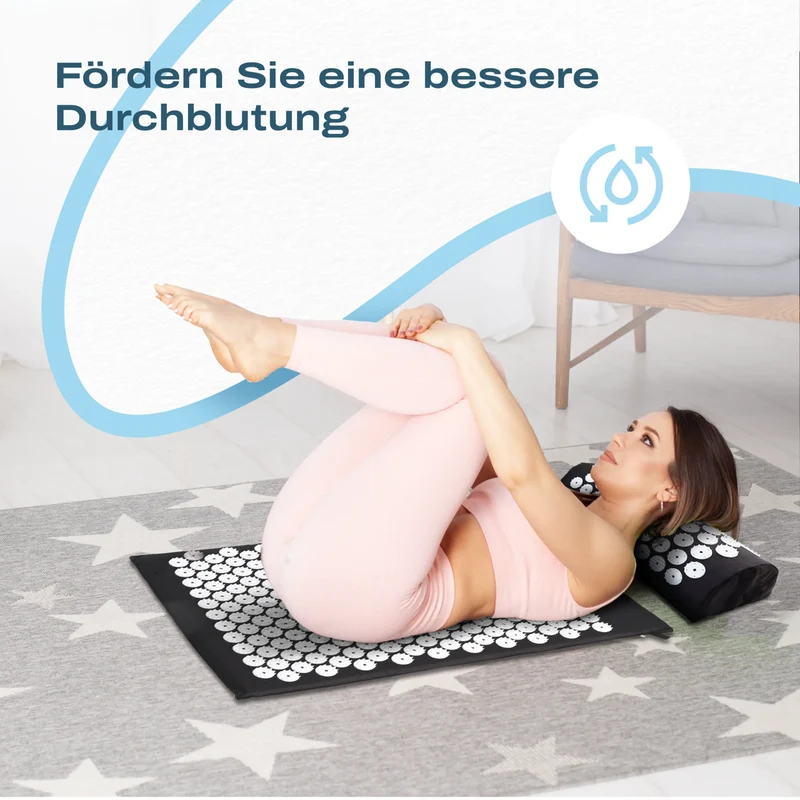 Akupressurmatte in Schwarz, waschbar