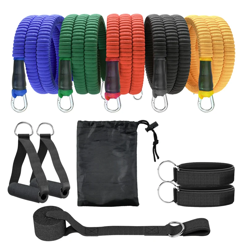 Trainingsbänder Premium-Set mit Tragetasche, Resistancebänder, Widerstandbänder, 5 Widerstandstufen, Allrounder-Set, Extra hohe Qualität