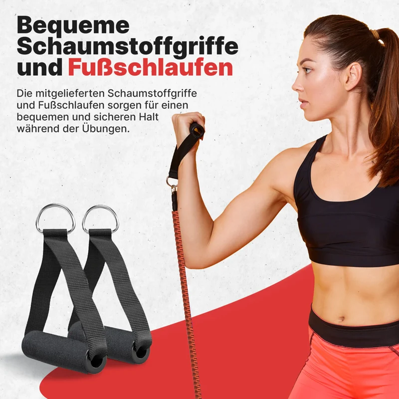 Trainingsbänder Premium-Set mit Tragetasche, Resistancebänder, Widerstandbänder, 5 Widerstandstufen, Allrounder-Set, Extra hohe Qualität