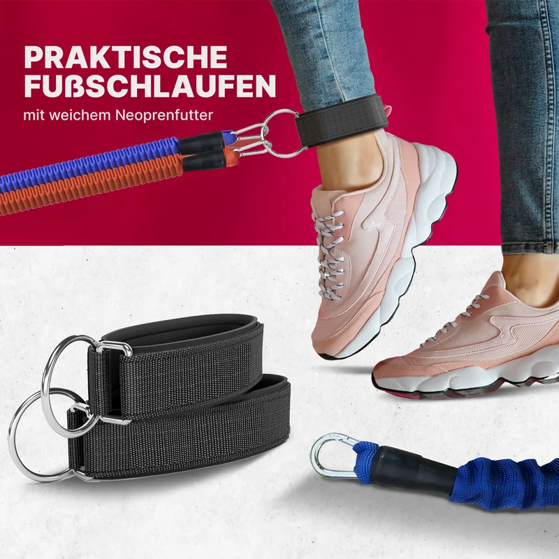 Trainingsbänder Premium-Set mit Tragetasche, Resistancebänder, Widerstandbänder, 5 Widerstandstufen, Allrounder-Set, Extra hohe Qualität