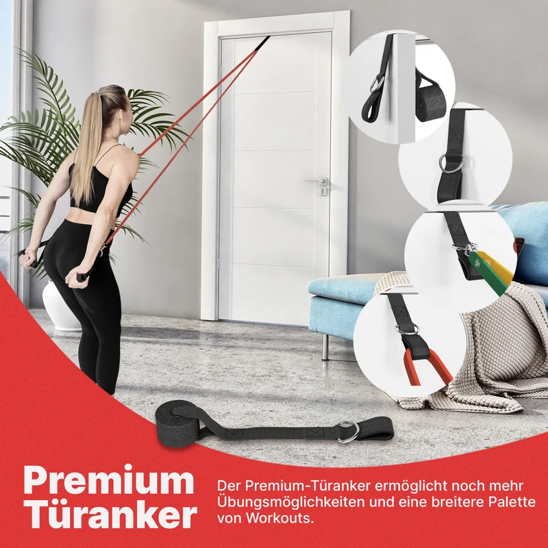 Trainingsbänder Premium-Set mit Tragetasche, Resistancebänder, Widerstandbänder, 5 Widerstandstufen, Allrounder-Set, Extra hohe Qualität
