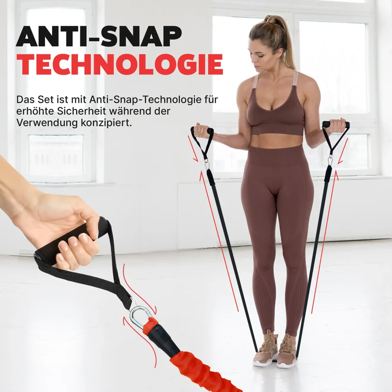 Trainingsbänder Premium-Set mit Tragetasche, Resistancebänder, Widerstandbänder, 5 Widerstandstufen, Allrounder-Set, Extra hohe Qualität